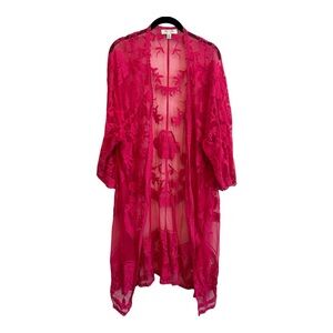 She + Sky Hot Pink Lace Duster M/L